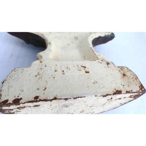 Vintage Cast Iron Flower Basket Doorstop Stamped Victorian Cottage Decor - Picture 5 of 9